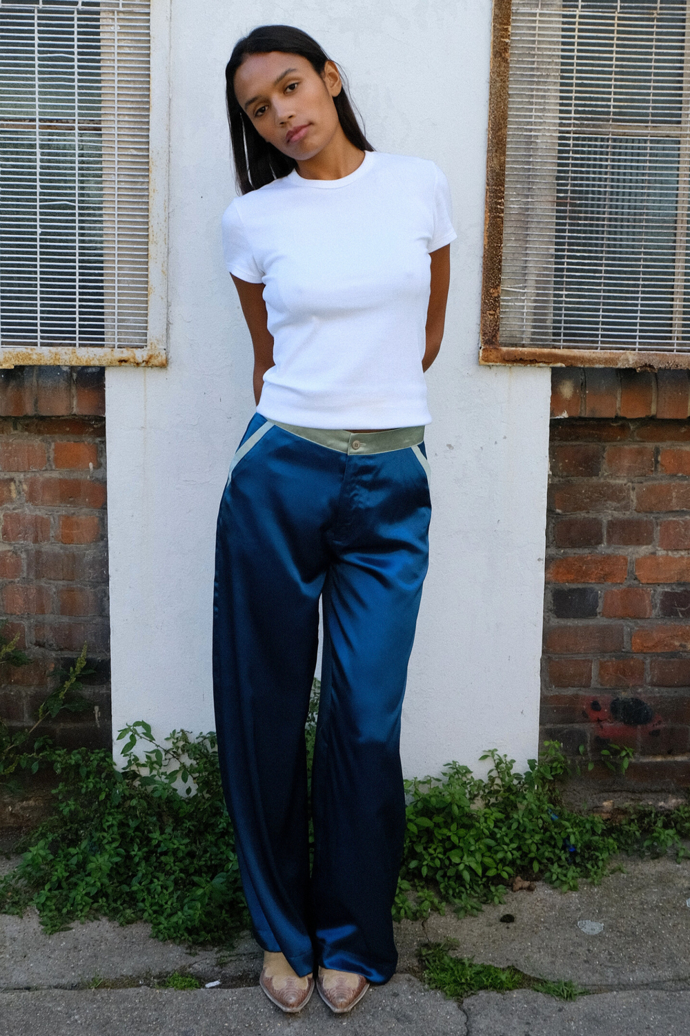 Teal Silk Trousers