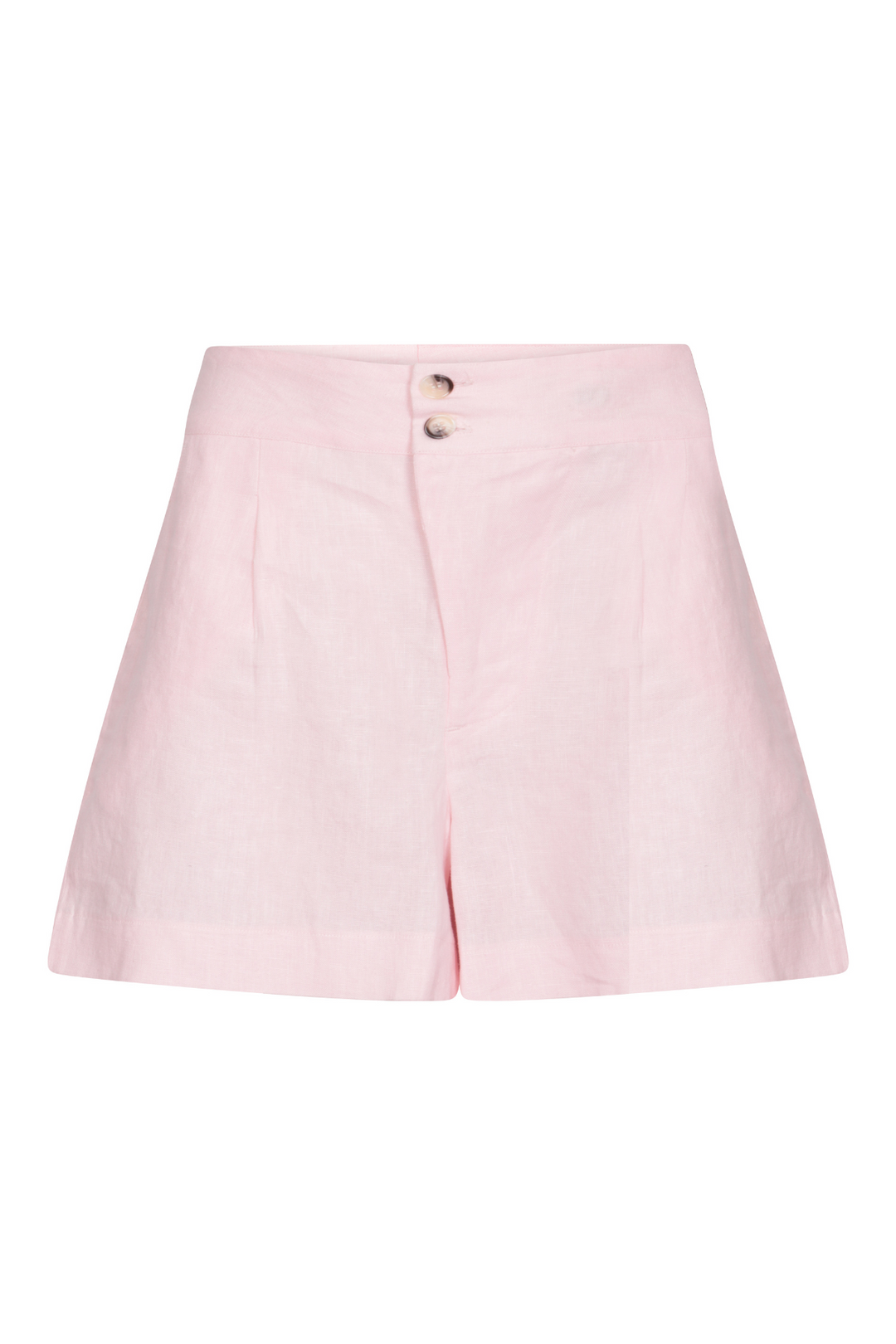 pure linen pink tailored shorts with white details
