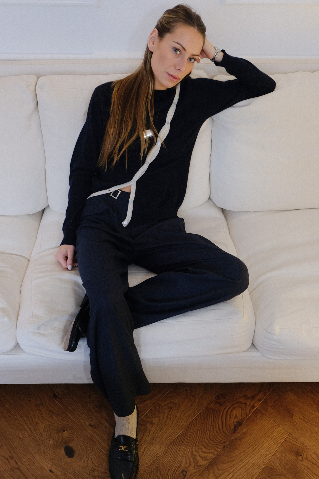 Navy Cashmere Cardigan